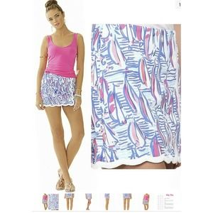 Lilly Pulitzer Michelina Sailboat Nautical Pink Blue Shorts Skirt Skort 6